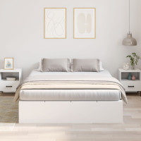 Produktbild för Förvaringssängram med lagring Vit 135 x 190 cm Konstruerat trä