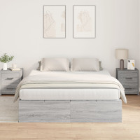 Produktbild för Förvaringssängram Grå Sonoma 135 x 190 cm Konstruerat trä