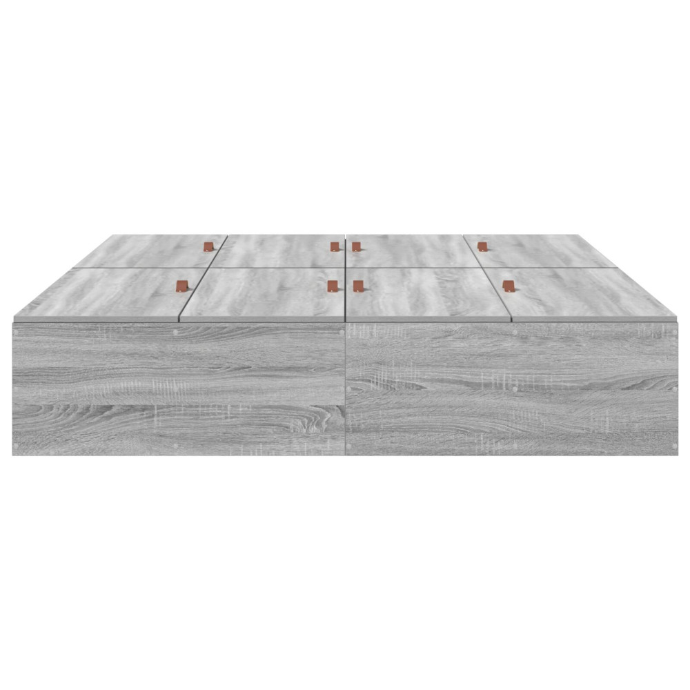 Produktbild för Förvaringssängram Grå Sonoma 135 x 190 cm Konstruerat trä