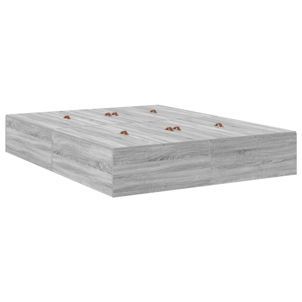Produktbild för Förvaringssängram Grå Sonoma 135 x 190 cm Konstruerat trä