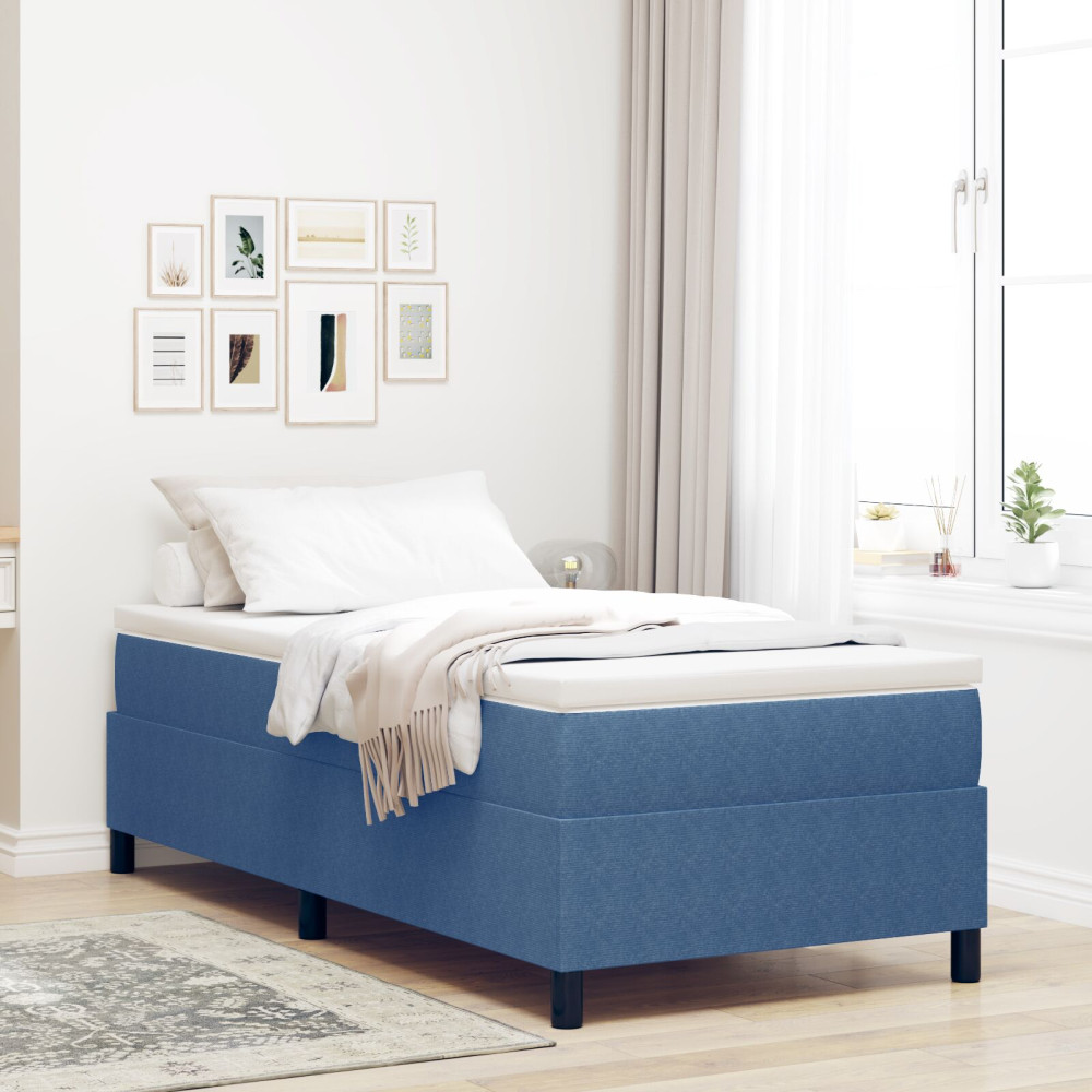 Produktbild för Plattform sängram Blå 80 x 200 cm Kordread tyg