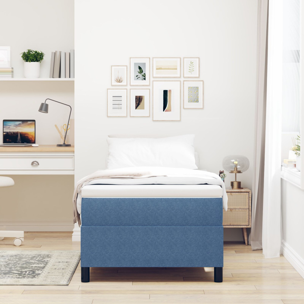 Produktbild för Plattform sängram Blå 80 x 200 cm Kordread tyg