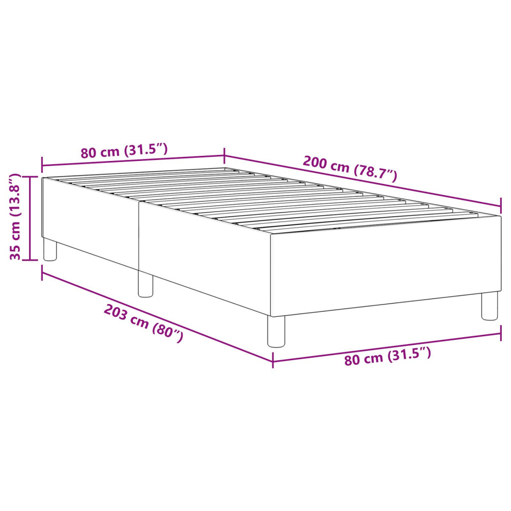Produktbild för Plattform sängram Blå 80 x 200 cm Kordread tyg