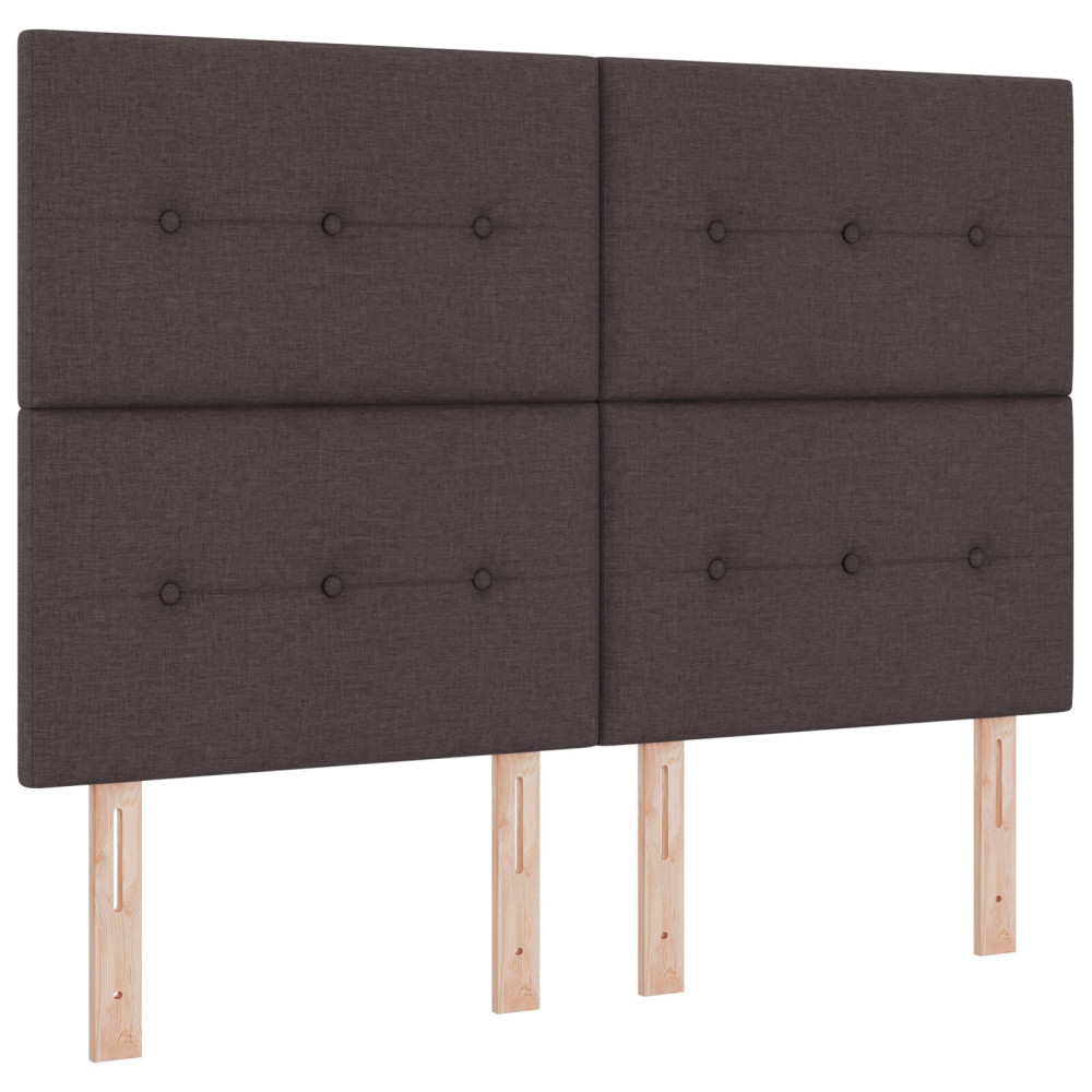 Produktbild för Höjdjusterbar Sänggavel med huvudgavel Mörkbrun 144 cm tyg