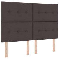 Produktbild för Höjdjusterbar Sänggavel med huvudgavel Mörkbrun 144 cm tyg