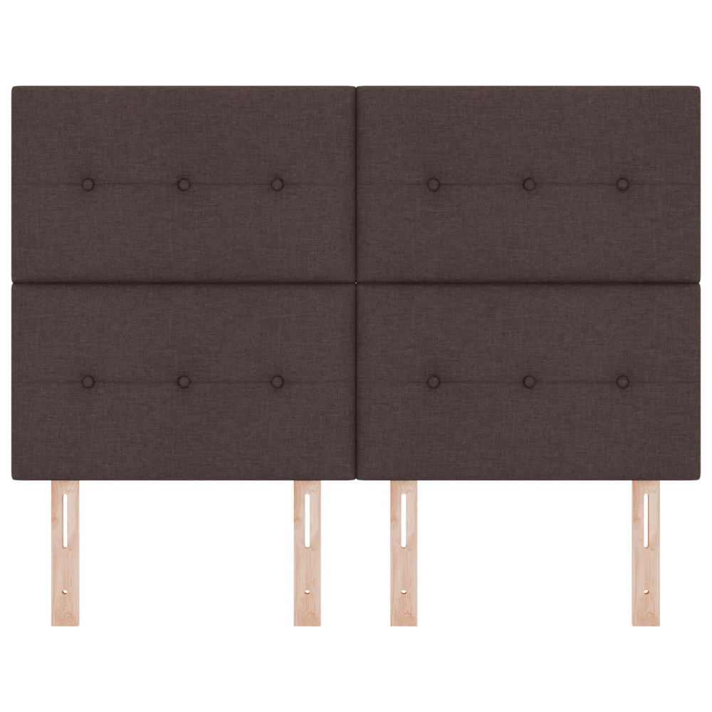Produktbild för Höjdjusterbar Sänggavel med huvudgavel Mörkbrun 144 cm tyg