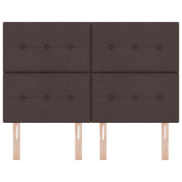 Produktbild för Höjdjusterbar Sänggavel med huvudgavel Mörkbrun 144 cm tyg
