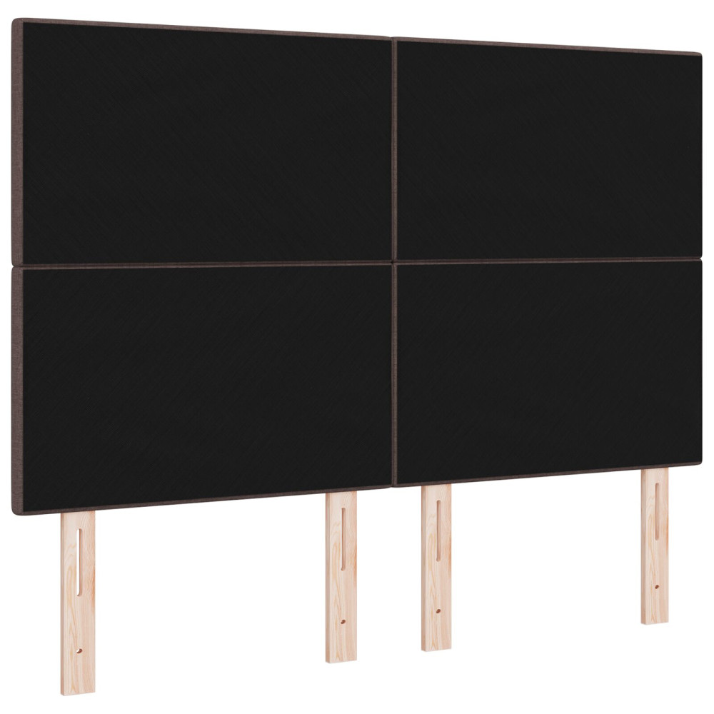 Produktbild för Höjdjusterbar Sänggavel med huvudgavel Mörkbrun 144 cm tyg