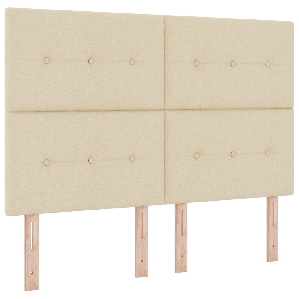 Produktbild för Höjdjusterbar Sänggavel med huvudgavel Kräm 144 cm tyg