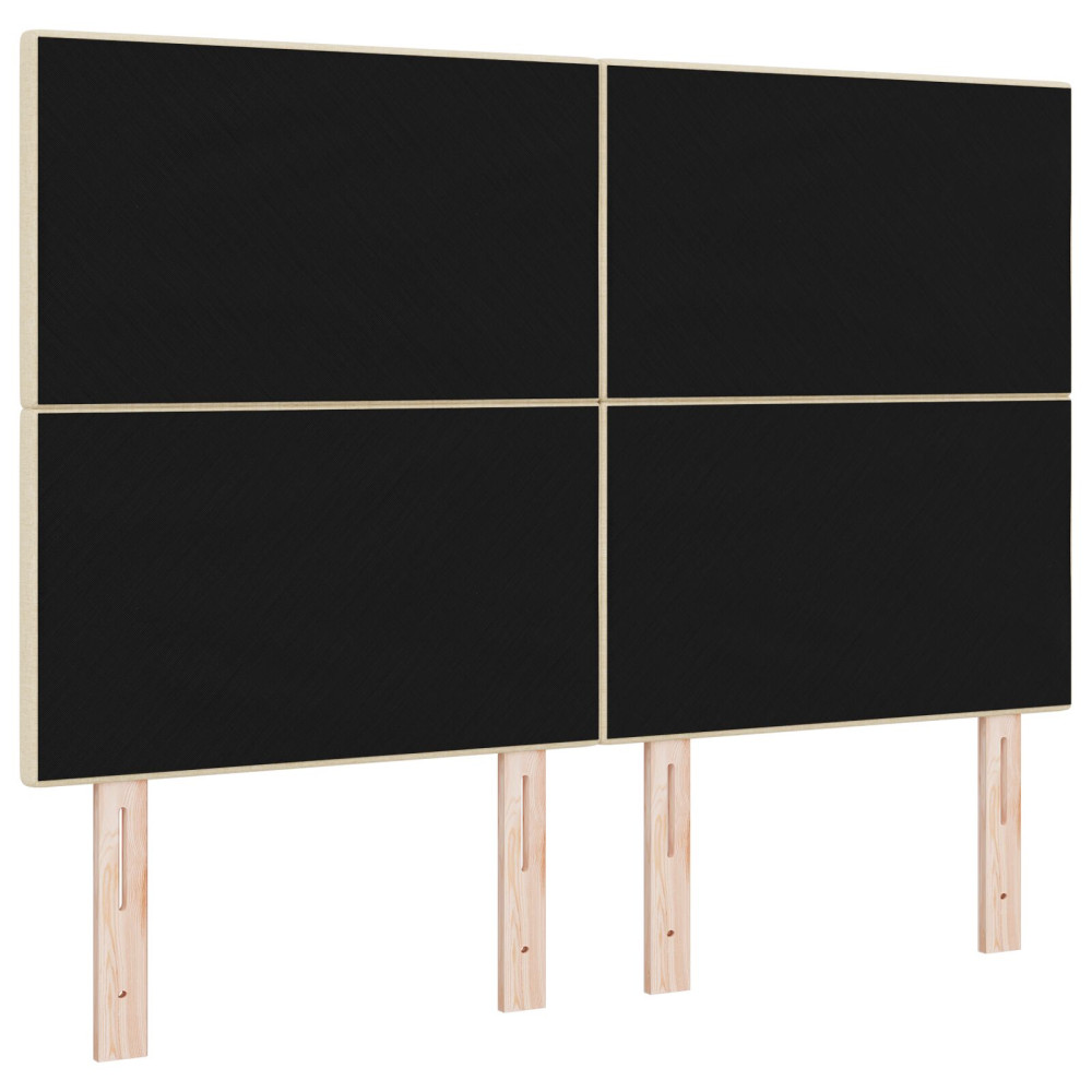 Produktbild för Höjdjusterbar Sänggavel med huvudgavel Kräm 144 cm tyg