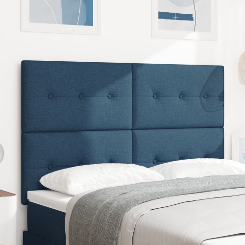 vidaXL Höjdjusterbar Sänggavel med huvudgavel Blå 144 cm tyg