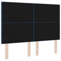 Produktbild för Höjdjusterbar Sänggavel med huvudgavel Blå 144 cm tyg