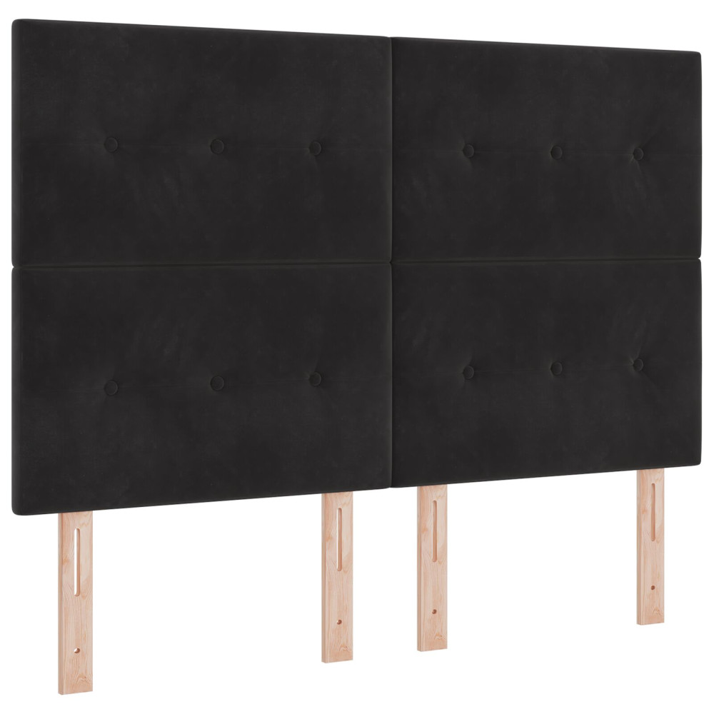 Produktbild för Huvudgavel Svart 144 cm Sammet
