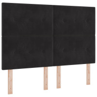 Produktbild för Huvudgavel Svart 144 cm Sammet