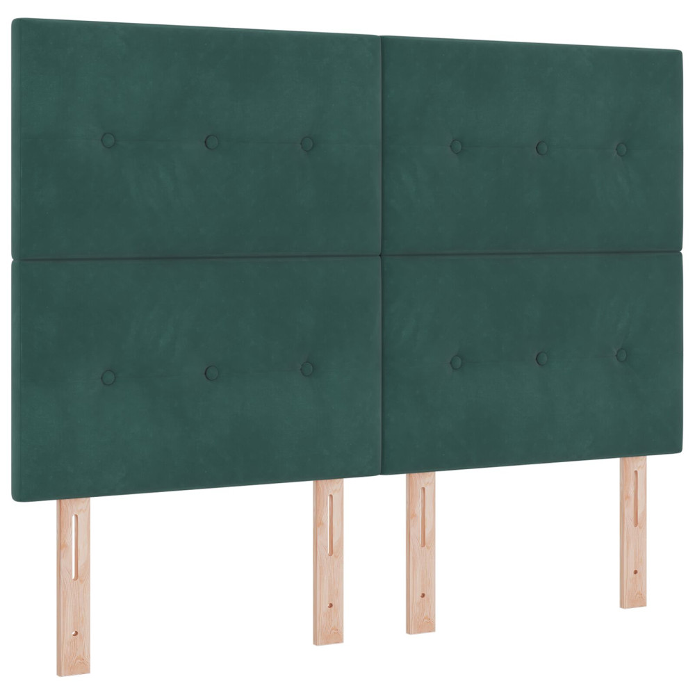 Produktbild för Huvudgavel Mörkgrön 144 cm Sammet