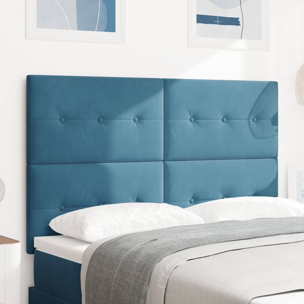 Produktbild för Huvudgavel Mörkblå 144 cm Sammet