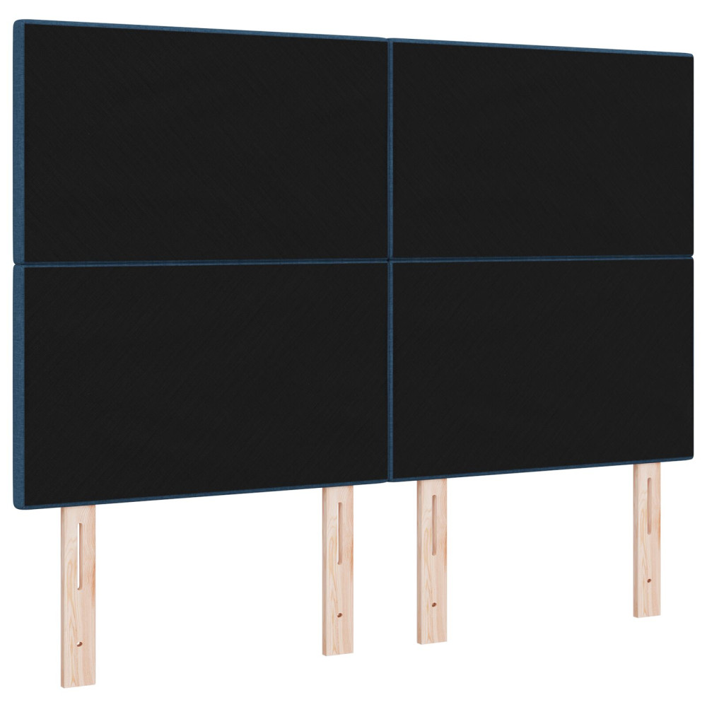 Produktbild för Höjdjusterbar Sänggavel med huvudgavel Blå 160 cm tyg