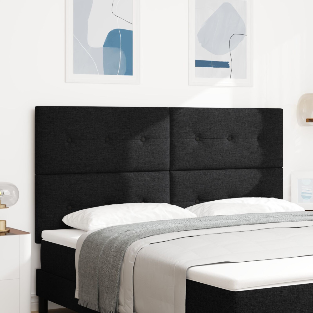 Produktbild för Höjdjusterbar Sänggavel med huvudgavel Svart 180 cm tyg