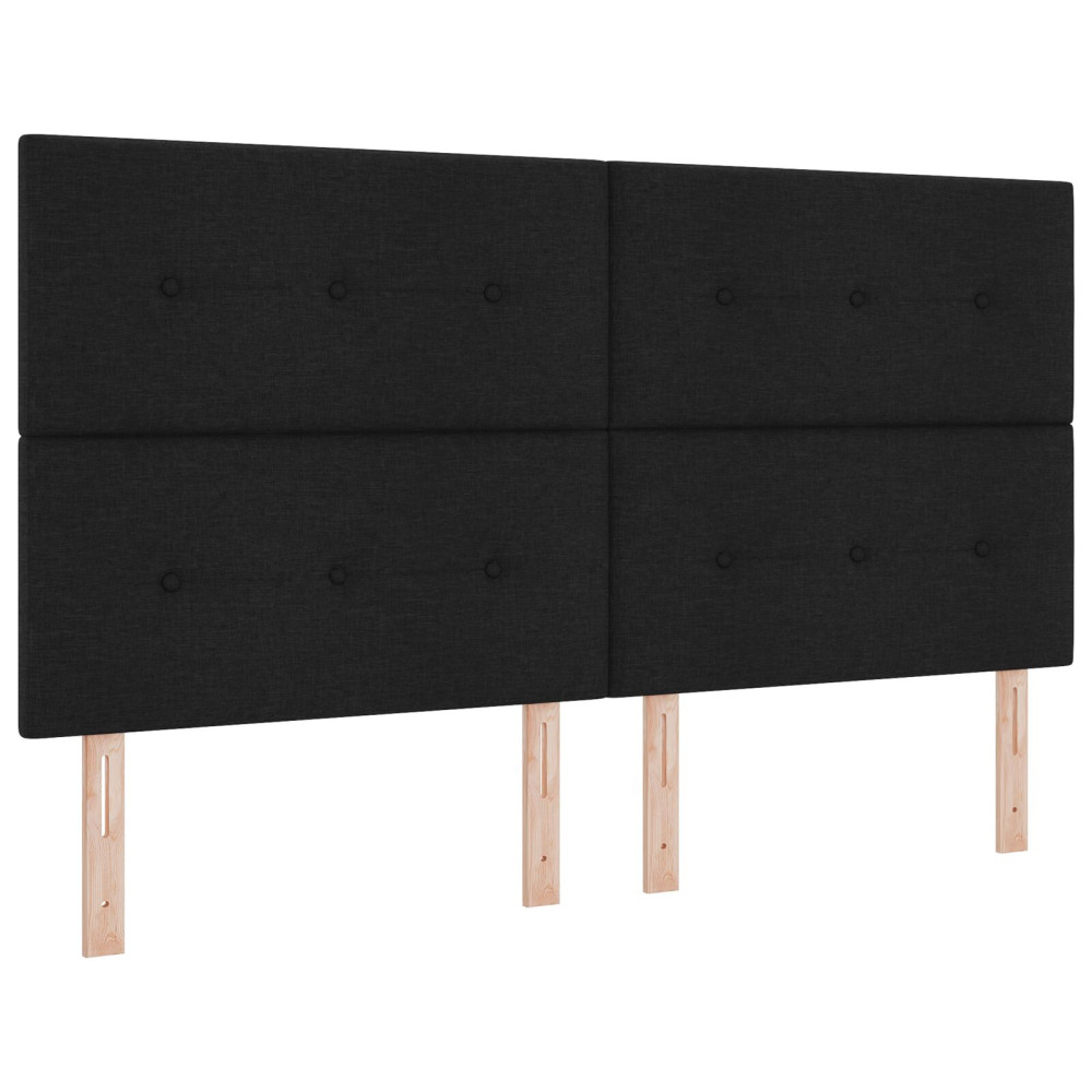 Produktbild för Höjdjusterbar Sänggavel med huvudgavel Svart 180 cm tyg