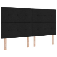 Produktbild för Höjdjusterbar Sänggavel med huvudgavel Svart 180 cm tyg