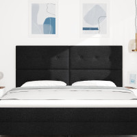 Produktbild för Höjdjusterbar Sänggavel med huvudgavel Svart 180 cm tyg