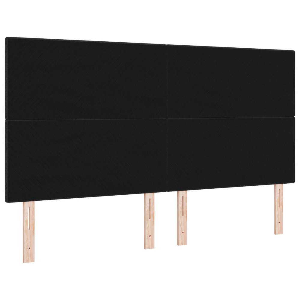 Produktbild för Höjdjusterbar Sänggavel med huvudgavel Svart 180 cm tyg