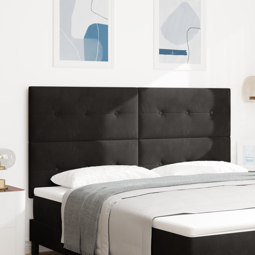 Produktbild för Huvudgavel Svart 180 cm Sammet