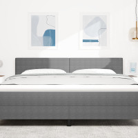 Produktbild för LED huvuddyna med LED-ljusslingor Ljusgrå 180 cm Kordread tyg