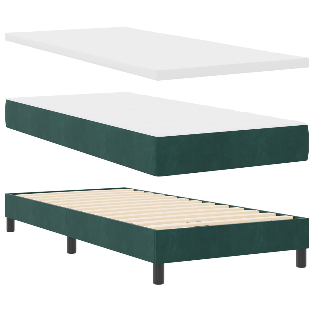 Produktbild för Bäddfjäder med huvudgavel Mörkgrön 90 x 200 cm Sammet
