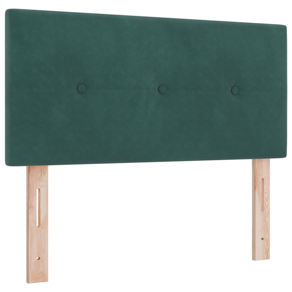 Produktbild för Bäddfjäder med huvudgavel Mörkgrön 90 x 200 cm Sammet
