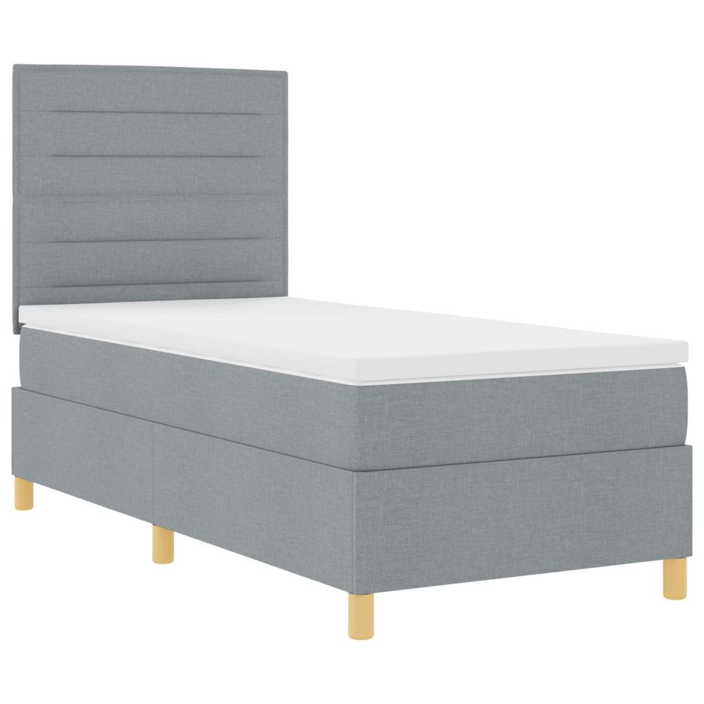 Produktbild för Bäddfjäder med madrass med huvudgavel Ljusgrå 100 x 200 cm tyg