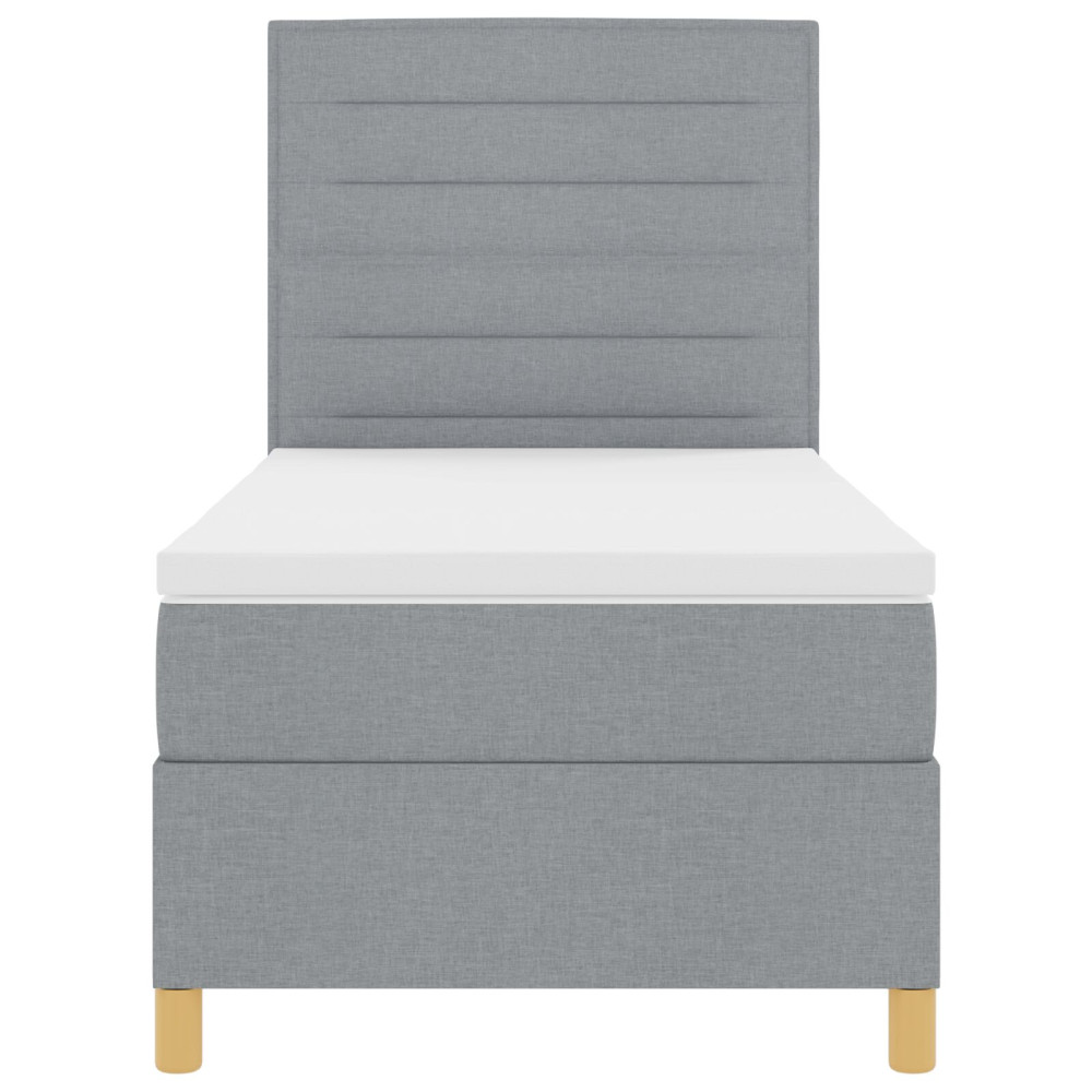 Produktbild för Bäddfjäder med madrass med huvudgavel Ljusgrå 100 x 200 cm tyg