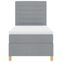 Produktbild för Bäddfjäder med madrass med huvudgavel Ljusgrå 100 x 200 cm tyg