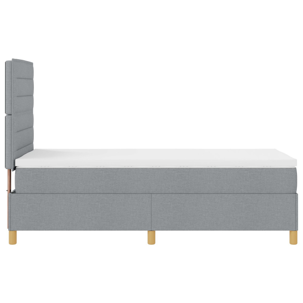 Produktbild för Bäddfjäder med madrass med huvudgavel Ljusgrå 100 x 200 cm tyg