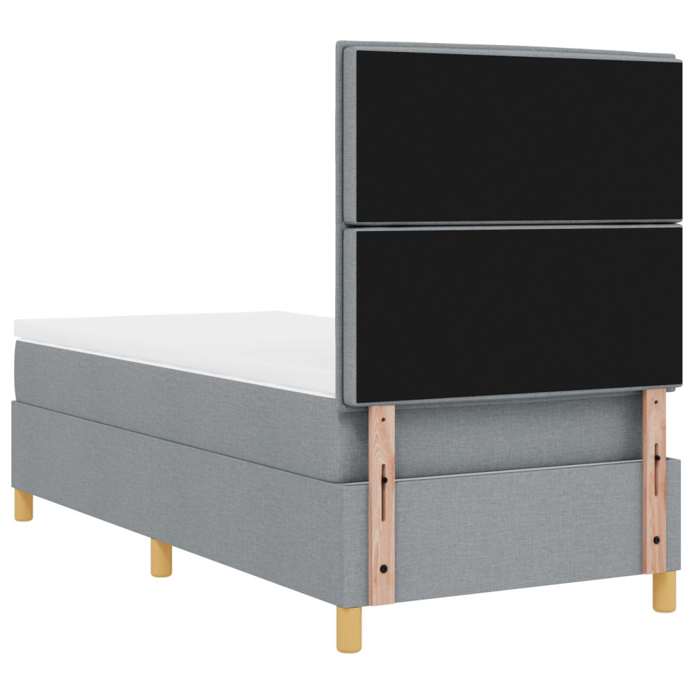 Produktbild för Bäddfjäder med madrass med huvudgavel Ljusgrå 100 x 200 cm tyg