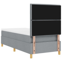 Produktbild för Bäddfjäder med madrass med huvudgavel Ljusgrå 100 x 200 cm tyg