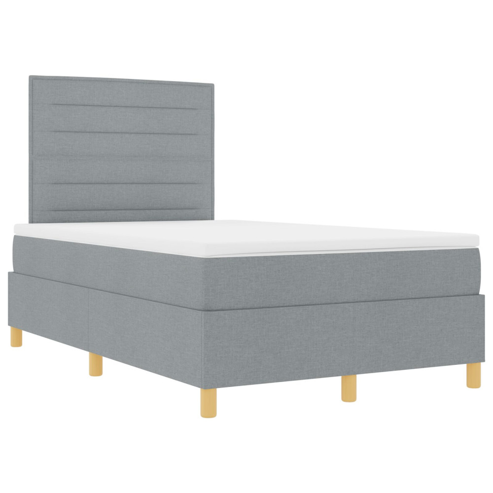 Produktbild för Bäddfjäder med madrass med huvudgavel Ljusgrå 120 x 200 cm tyg