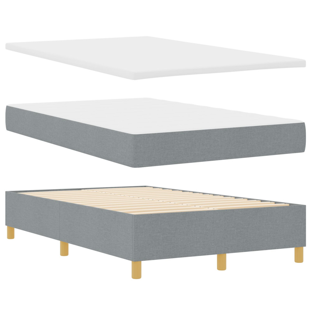 Produktbild för Bäddfjäder med madrass med huvudgavel Ljusgrå 120 x 200 cm tyg