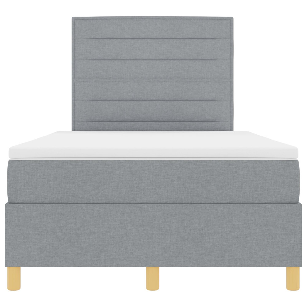 Produktbild för Bäddfjäder med madrass med huvudgavel Ljusgrå 120 x 200 cm tyg