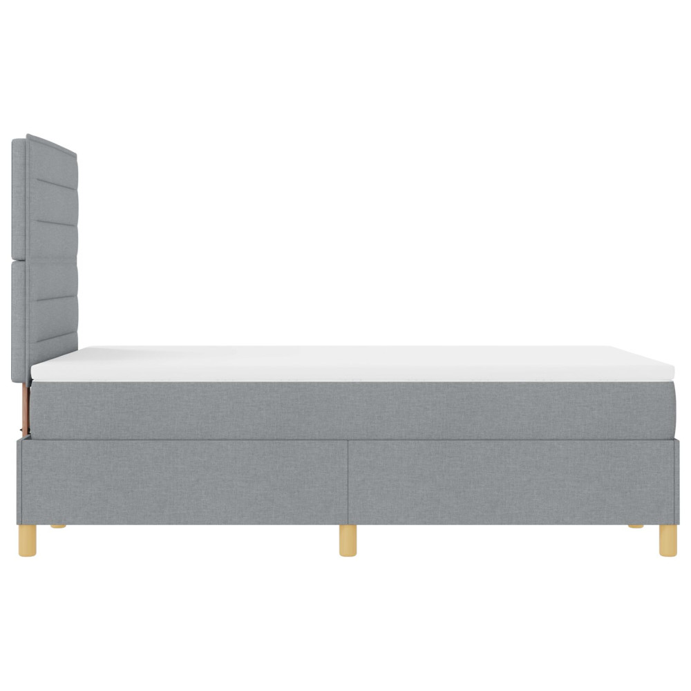 Produktbild för Bäddfjäder med madrass med huvudgavel Ljusgrå 120 x 200 cm tyg
