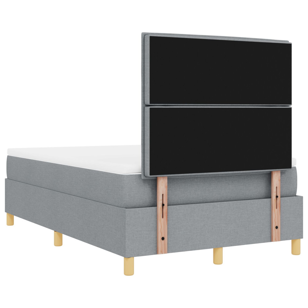 Produktbild för Bäddfjäder med madrass med huvudgavel Ljusgrå 120 x 200 cm tyg
