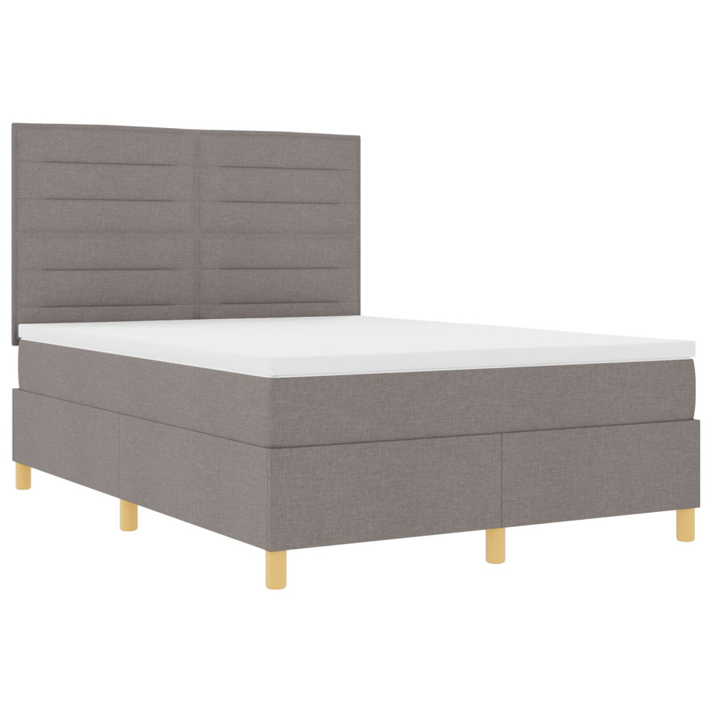 Produktbild för Bäddfjäder med madrass med huvudgavel Taupe 140 x 190 cm tyg