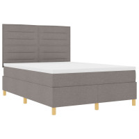 Produktbild för Bäddfjäder med madrass med huvudgavel Taupe 140 x 190 cm tyg