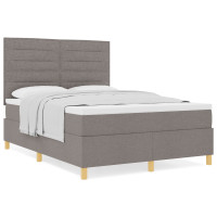 Produktbild för Bäddfjäder med madrass med huvudgavel Taupe 140 x 190 cm tyg