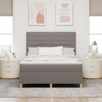 Produktbild för Bäddfjäder med madrass med huvudgavel Taupe 140 x 190 cm tyg