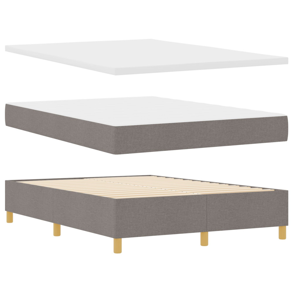 Produktbild för Bäddfjäder med madrass med huvudgavel Taupe 140 x 190 cm tyg