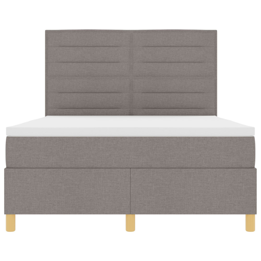 Produktbild för Bäddfjäder med madrass med huvudgavel Taupe 140 x 190 cm tyg