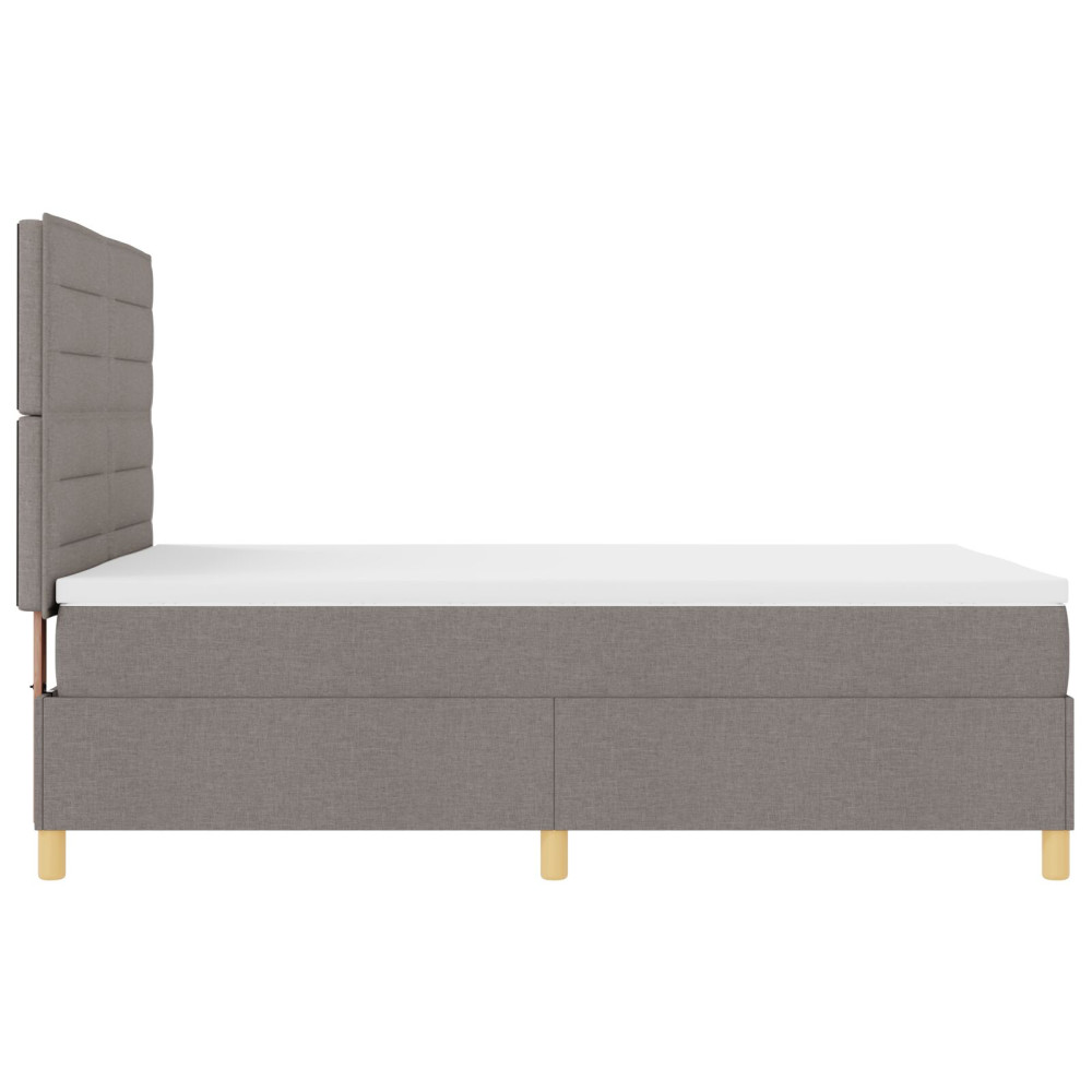 Produktbild för Bäddfjäder med madrass med huvudgavel Taupe 140 x 190 cm tyg