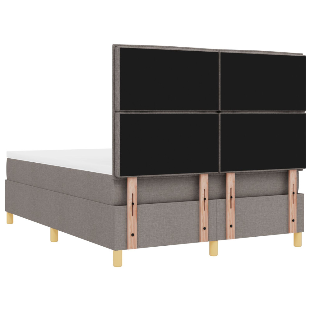 Produktbild för Bäddfjäder med madrass med huvudgavel Taupe 140 x 190 cm tyg