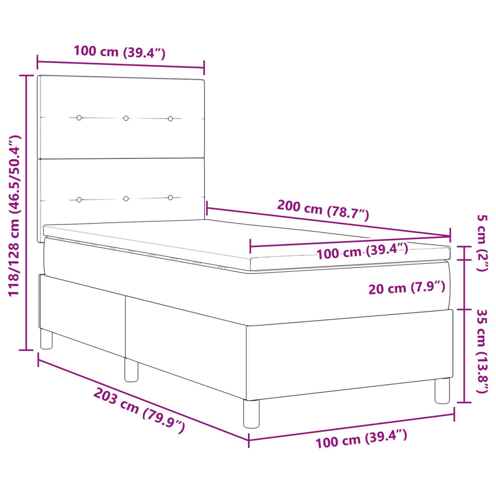 Produktbild för Bäddfjäder med huvudgavel Blå 100 x 200 cm tyg